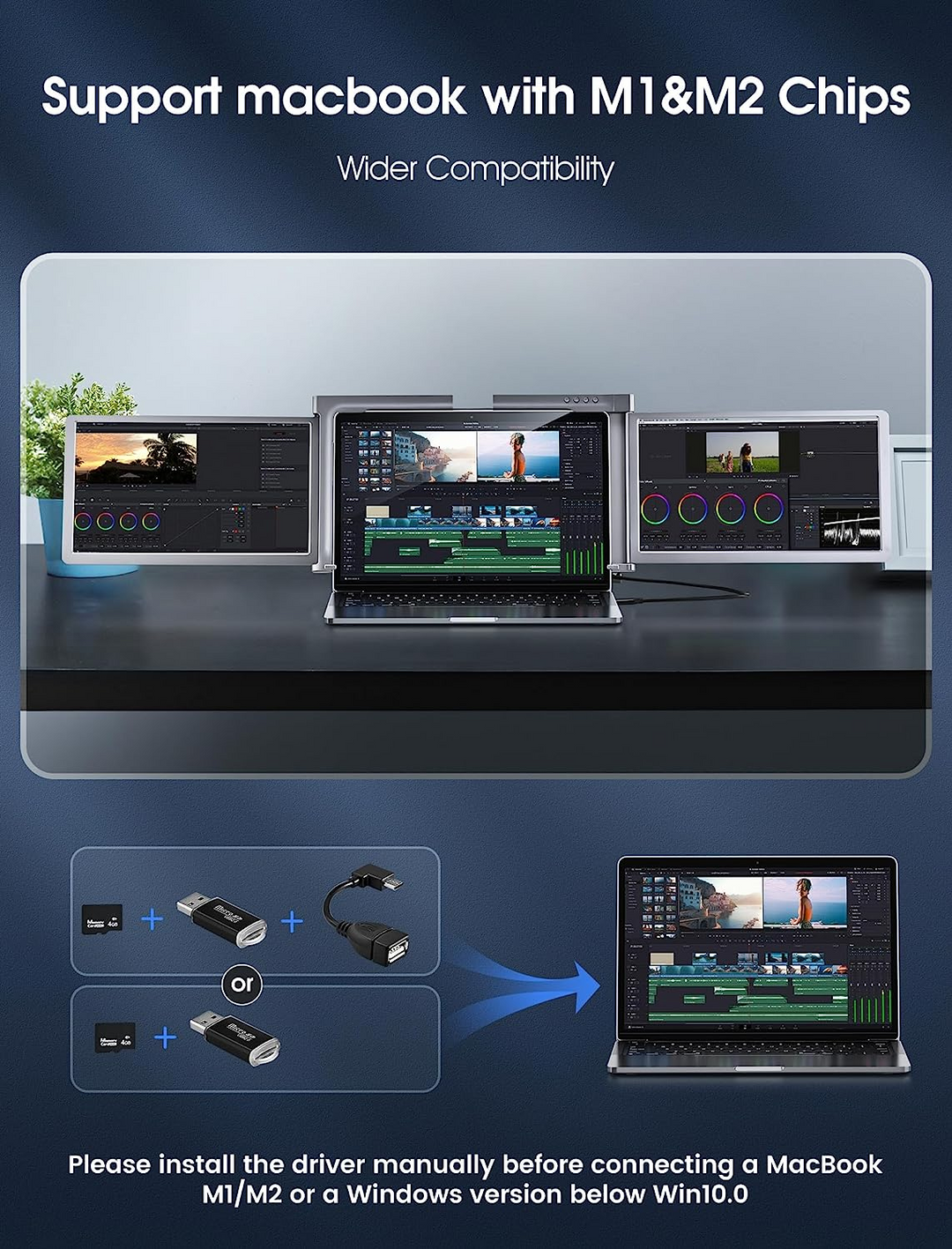 FQQ S100 | 11.6” Triple Portable Monitor for Laptop