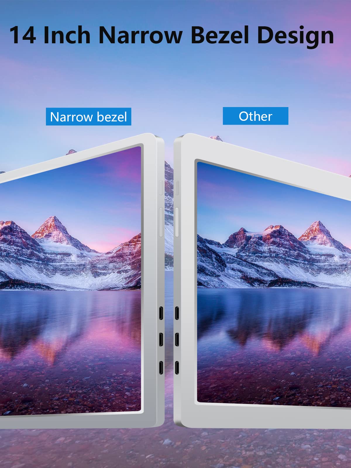 FQQ 14” Dual Portable Monitor - 1080P FHD IPS Laptop Screen Extender- S14